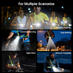 เสื้อกั๊กวิ่ง LED แบตเตอรี่ 2200mAh จากโรงงานโดยตรง พร้อมไฟสีขาวเย็นและสีแดง สำหรับกีฬากลางแจ้ง วิ่งกลางคืน ไฟติดหน้าอก - Product Image 5