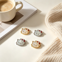 Pendentifs Hello Kitty en laiton, plaqués or/rhodium, breloques nœud rouge en strass pour filles, accessoires de bijoux quotidiens mignons à faire soi-même