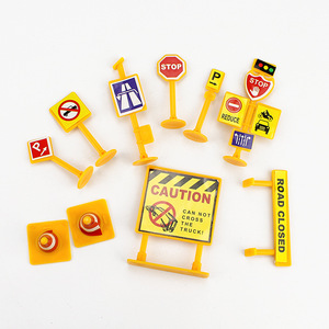 Construction Road Signs Cake Toppers Plastic Reusable Birthday Decorations - Product Image 2