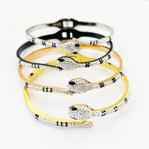 Wholesale Snake Bracelet Women's Stainless Steel Full Diamond Snake Head Bangle Titanium Steel Accessories