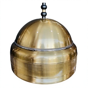 Olla de Metal con Acabado Dorado Brillante, de Doble Pared, Hecha a Mano, Diseño Clásico y Elegante, Nueva - Product Image 1