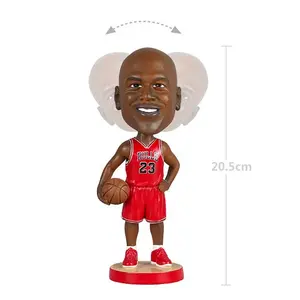 Resina 3D figura de acción artesanía Michael Jorden Bobble cabeza personalizada NBA estrella Bobbleheads Decoración