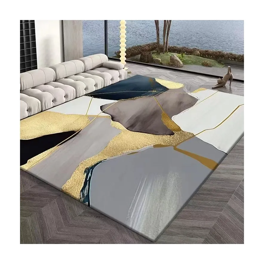 Tapete de piso 3D personalizado para casa, sala de estar, porta, tapetes e tapetes de poliéster geométricos modernos