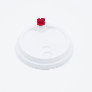 Couvre-tasse à thé au lait jetable 90 mm, couvercle épais en plastique PP, écologique, personnalisable avec cœur rouge - Product Image 4