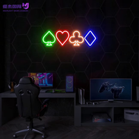 Insegna al Neon LED Personalizzata con Motivo Poker, Luce al Neon LED USB IP67 Personalizzabile per Decorazione Murale, Sala Giochi, Man Cave e Arredamento Casa