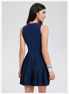 Wojiaer ชุดเทนนิสน้ำหนักเบาออกแบบได้ตามต้องการกระโปรงกอล์ฟแขนกุดชุดเทนนิสหนึ่งชิ้นสำหรับกลางแจ้ง - Product Image 4