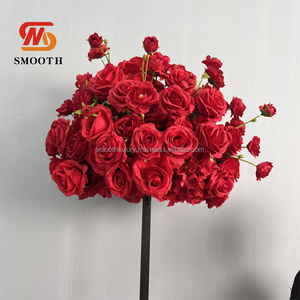 Handmade Smooth <b>Artificial</b> Red Silk Rose <b>Flower</b> <b>Arrangement</b> Christmas Wedding Decorative Red <b>Flower</b> Ball - Product Image 4
