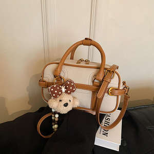 Retro women's winter style zipper closure PU leather polyester women's tote <b>bag</b> - Product Image 1