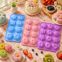 Cetakan Kue Silikon 2D/3D Motif Bunga Fashion Beragam, Anti Lengket, Ramah Lingkungan, Tahan Panas, Dapat Digunakan Kembali