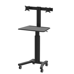Chariot médical à roulettes roulant réglable en hauteur pour hôpital Crash IV sur roues avec plateau de clavier à double bras pour moniteur - Product Image 3