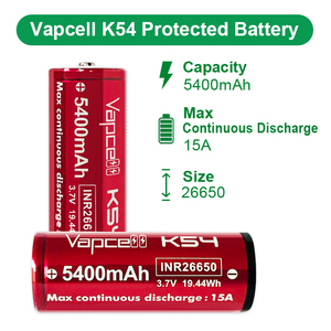 Vapcell <span class=keywords><strong>26650</strong></span> K54 5400Mah 15A Với Nút Bảo Vệ Và Pin Li-ion <span class=keywords><strong>26650</strong></span> Pcb Hàng Đầu Công Suất Cao Cho Đèn Pin - Product Image 2