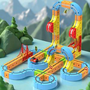 צעצוע חינוכי, צעצוע עשה זאת בעצמך, מסלול קסמים לרכב, דגם מורכב, בלוקים מגנטיים מפלסטיק, רכבת לילדים - Product Image 3