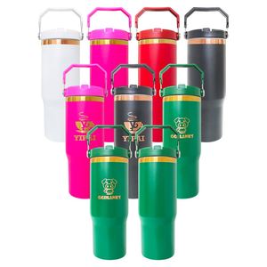 30oz Leak Proof Colorful Gold Copper Plated Stainless Steel Student Tumbler Water Bottle with Flip Top for Laser Engraving - Product Image 1