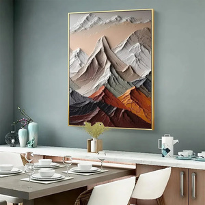 Custom Wholesale 3D Textured Impasto Mountain Landscape Painting in Earthy Tones <b>Framed</b> Wall Art Handmade <b>Large</b> Oil Painting - Product Image 6
