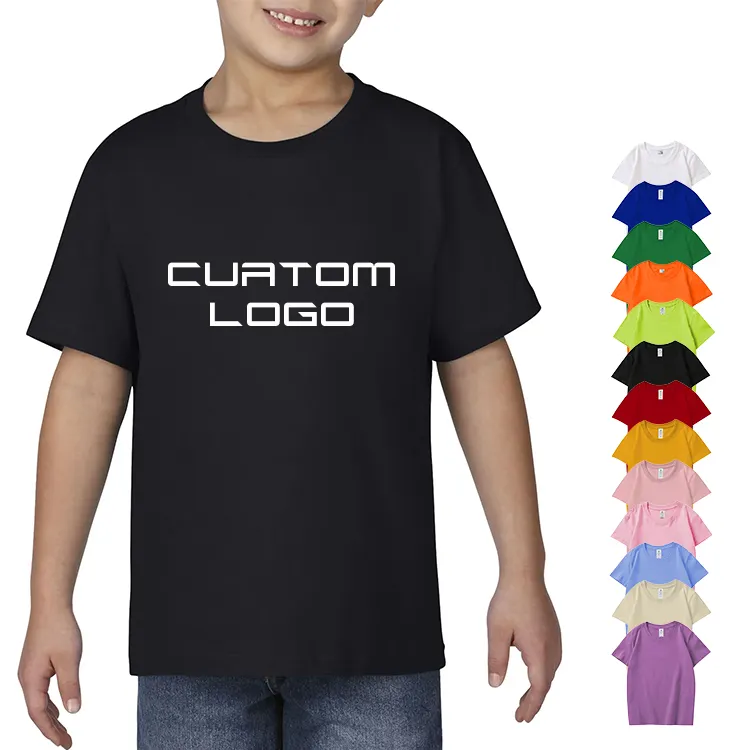 Prêt à Expédier Vêtements pour Enfants Garçons Sérigraphie Logo T-Shirt 100% Coton T-shirt Pour Enfants Avec Dessins Animés