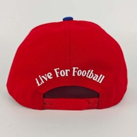 Casquette Snapback Broderie Trophée de Football Visière Imprimée Ballon de Foot Bicolore Rouge Bleu