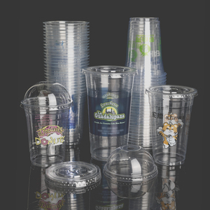 12 oz Clear Plastic Disposable Cold Cups with Dome Lids and Straws for Party Catering Takeaway (Custom Logo) - Product Image 4