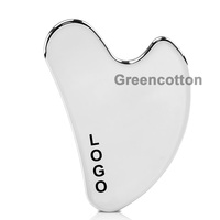 Planche Gua Sha en acier inoxydable avec logo personnalisé, grattoir facial multifonctionnel, outil de massage corporel universel pour les méridiens, outil de beauté