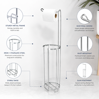 Support de papier toilette autoportant en métal personnalisé avec rangement pour 3 rouleaux, organisateur de salle de bain, fabricant OEM ODM