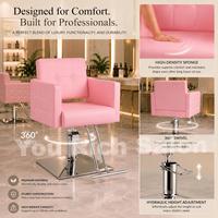 Chaise de coiffure rose avec pompe hydraulique, chaise de barbier, chaise de salon de beauté pour salon de coiffure, spa, studio de maquillage, utilisation en réception