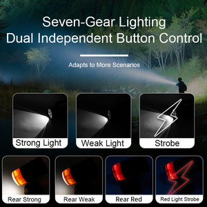 Projecteur double lumière 7 modes, batterie externe, réglage 360°, anneau COB orange, avertissement rouge, rechargeable USB, lampe de <span class=keywords><strong>camping</strong></span> extérieure - Product Image 2