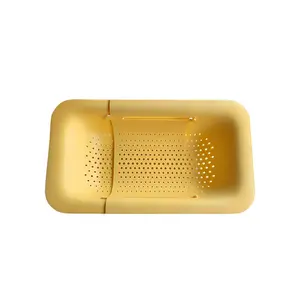 Kitchen Gadgets Set Durable Plastic Garbage Strainer With Adjustable PP Drain Basket Collapsible Colander Sink
