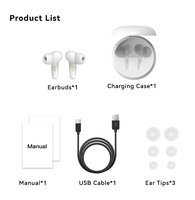 Auricolari da gioco TWS Bluetooth 5.3 ANC con cancellazione attiva del rumore, bassa latenza, bassi profondi, con microfono, Type-C per telefono