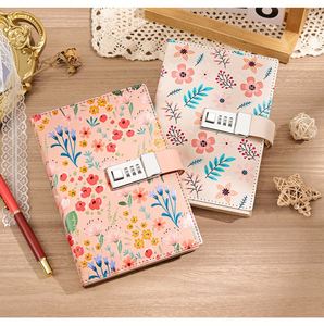Carnet créatif à couverture rigide B6 avec serrure à code colorée de qualité supérieure, motif floral, idéal pour étudiants, cadeau, vente en gros - Product Image 4