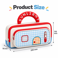 Trousse à crayons portable en toile avec fermeture éclair, motif maison mignonne, grande capacité, pour enfants, étudiants, avec poignée