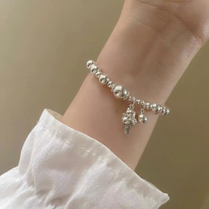 สร้อยข้อมือเงินแท้ S925 รูปแมวนำโชคสำหรับผู้หญิง ประดับลูกปัดยืดหยุ่น สวมใส่ได้ทุกวัน - Product Image 2
