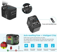 Soket Adaptor perjalanan Universal, soket Adaptor Global ponsel USB pengisi daya Cepat PD dengan 4USB dan 1 Tipe C