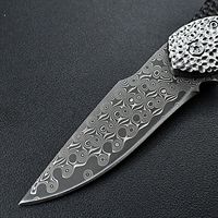 Couteau pliant Damas de qualité supérieure avec texture martelée, poignée en bois de santal, couteau de camping pour la chasse en extérieur, objet de collection
