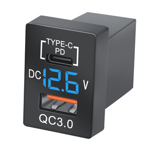 <b>12V</b> 24V 48W USB C PD 30W QC3.0 Voltmeter Car USB Charger <b>Socket</b> 23x33mm for Toyota Switch Panel - Product Image 1