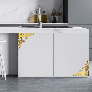 Acrylic 3D <b>Corner</b> Flower Mirror Wall Sticker for Living Room Ceiling <b>Cabinet</b> Diagonal Wall Decoration Waist Line Mirror Sticker - Product Image 3