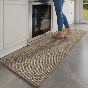 Alfombra de Cocina Rectangular de Imitación de Lino con Diseño Chevron, Antideslizante, Resistente al Aceite, Absorbente de Agua, Lavable, Tipo Tapete Largo - Product Image 2