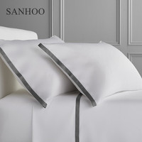 SANHOO Housse de Couette Luxe Rayée en Coton Épais 400 Fils, Ensemble de Literie Douillet et Chaud