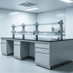 Stainless Steel Laboratory Workbench With Reagent Rack <b>6</b> <b>Drawers</b> Industrial Design For School Lab Use - Product Image 4