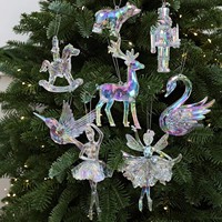 Nouveaux Pendentifs de Noël en Acrylique Coloré Flocon de Neige et Élan, Décorations de Fêtes Européennes-Américaines Personnalisables pour Fenêtre