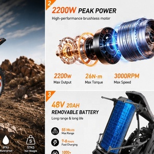 Bici Elettrica da Fuoristrada ad Alte Prestazioni con Motore Centrale, Batteria al Litio 48V 2500W, Telaio in Lega di Alluminio, Freni a Disco Idraulici, Velocità Massima 30 Mph - Product Image 3