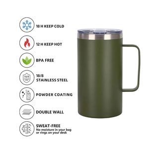 Custom logo 24oz Vacuum 304 Stainless Steel Insulated Camping Tumbler <b>Cup</b> <b>Large</b> Capacity Portable Travel Coffee Mug with Handle - Product Image 5