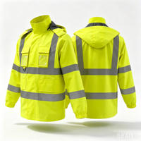 Combinaison de pluie de sécurité réfléchissante imperméable de classe 3 ANSI haute visibilité avec 2 poches plaquées et logo personnalisé
