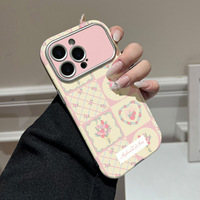 Coque souple antichoc en TPU gaufré style Ins, motif patchwork tulipes roses et jaunes, pour 17 avec grande fenêtre de visualisation