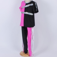 Costume de danse Spandex noir rose vif garçon Costume de danse à paillettes latines brillantes Cool gland scène Performance Jazz vêtements de danse