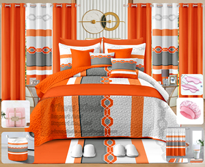 30-Piece Bedding Set Soft Fabric Printed Bedsheet Set Modern <strong>King</strong> 30pcs Quilted <strong>Bedspread</strong> with Curtains Living Room Wholesale - Product Image 3