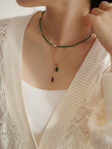 Collana a Filo "JoJo Trendy" in Argento Sterling Placcato <span class=keywords><strong>Oro</strong></span> con Perle d'Acqua Dolce Smeraldo da 6mm, Regolabile, a Strati, per Clavicole - Product Image 2