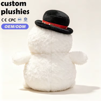 Maßgefertigter Superweicher Flauschiger Schneemann-Plüsch mit Schwarzem Zylinderhut & Schneeflocken-Stickerei für Feiertagsgeschenke
