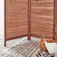 Paravent pliant en bambou de style antique à 4 panneaux, couleur brun foncé, pour la maison ou le bureau