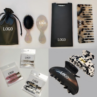 Brosse démêlante personnalisée en acétate de cellulose pour la maison et les voyages, avec poils de sanglier naturels et base en métal, motif écaille de tortue