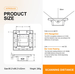 RD005 rakinda รหัส QR และเครื่องอ่านบัตร IC พร้อมอินเตอร์เฟซ RS232/485ป้องกัน IP65 ISO/IEC 14443A สำหรับการควบคุมการเข้าถึงประตู - Product Image 5