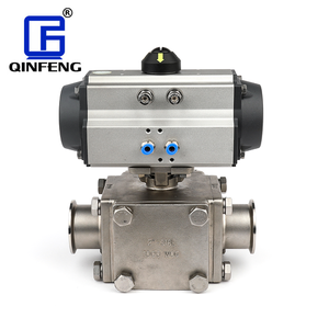 ISO14001 3A CE valvola di controllo del prezzo sanitario in acciaio inossidabile a doppio effetto penumatico a tre vie valvola a sfera a 3 vie - Product Image 2